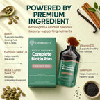 EVERBELLA Biotina Plus Liposomal - Sobres Líquidos con Aceite de Semilla de Calabaza, Comino Negro y Vitamina D3 - Apoyo para Cabello, Piel y Uñas - Sabor a Canela - 15 Sobres