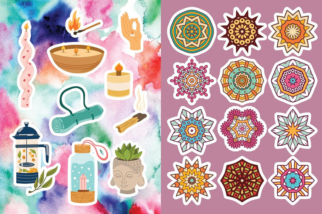 Calming, Meditative and Mindful Sticker, Color & Activity Book: Over 500 Beautiful Stickers (Sticker Activity Deluxe Editions)