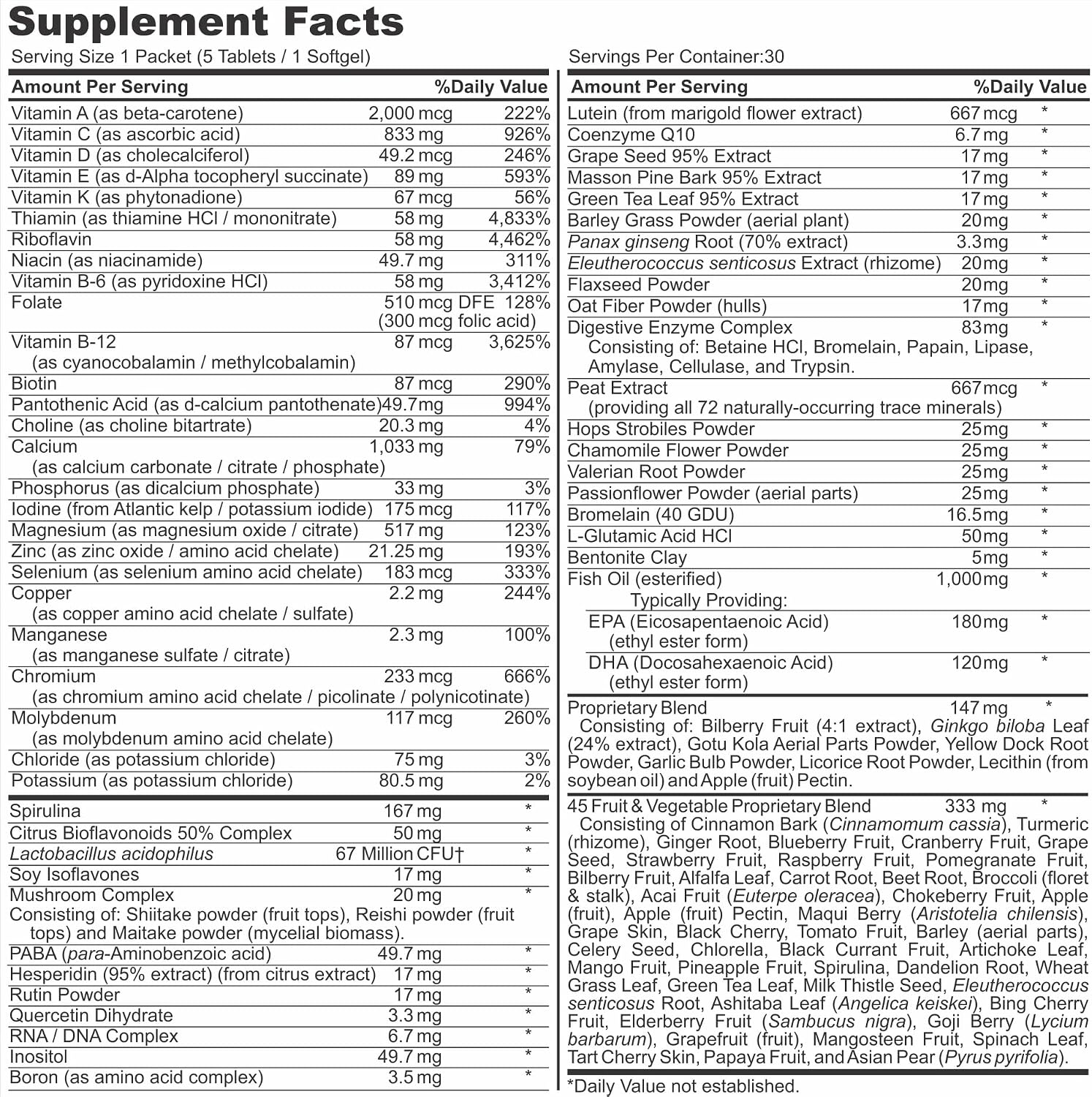 Healthy 'N Fit NUTRI Pack - 30 Sobres Diarios - Pack Multivitamínico Completo