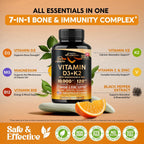 Vitamina D3 10000 IU + K2 MK-7 120 mcg con Magnesio, Zinc, Vitamina C y B12 - 240 Cápsulas