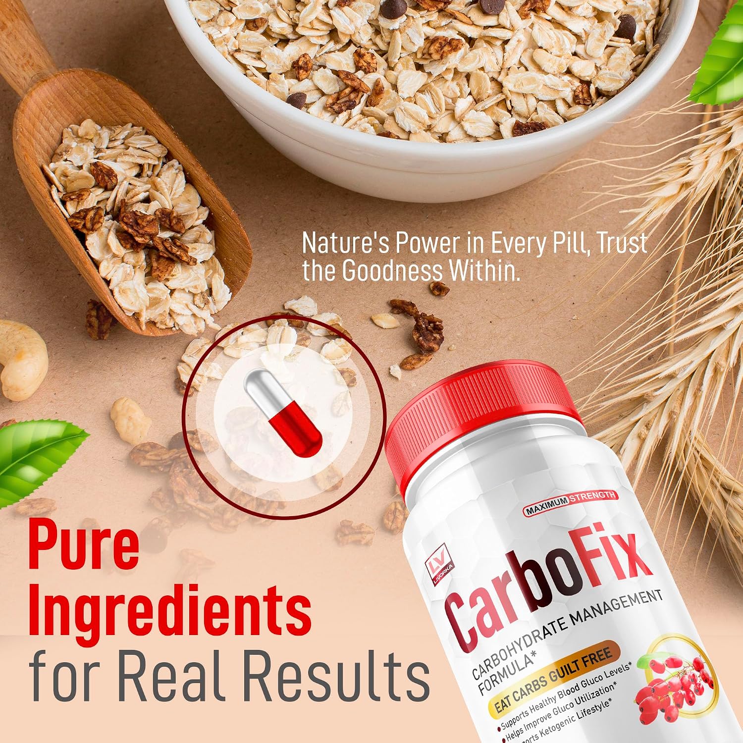 5 Pack - Carbofix Pills, 60 Comprimidos por Frasco para 30 Días