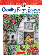 Creative Haven Country Farm Scenes Coloring Book: Libro de colorear para adultos - Escenas de granja