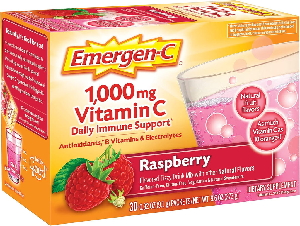 Emergen-C Original Formula Vitamina C 1000mg - 30 Sobres Sabor Frambuesa