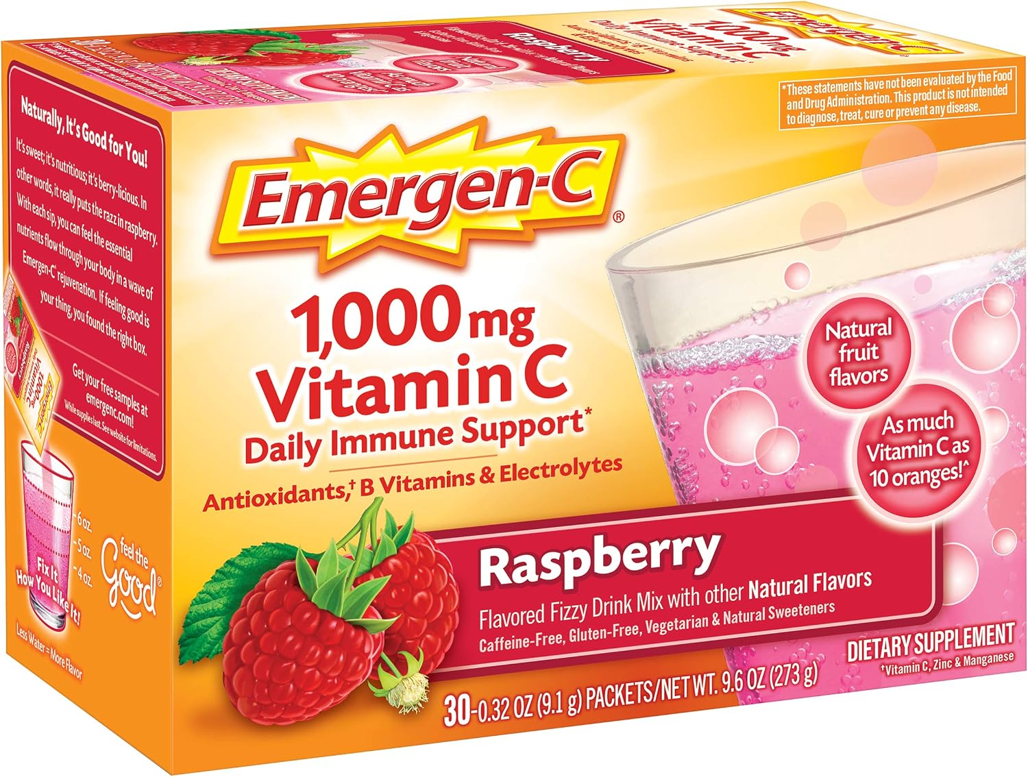 Emergen-C Original Formula Vitamina C 1000mg - 30 Sobres Sabor Frambuesa