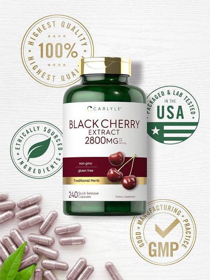 Carlyle Extracto de Cereza Negra Concentrado | 240 Cápsulas | Fórmula No Transgénica y Sin Gluten – Image 5