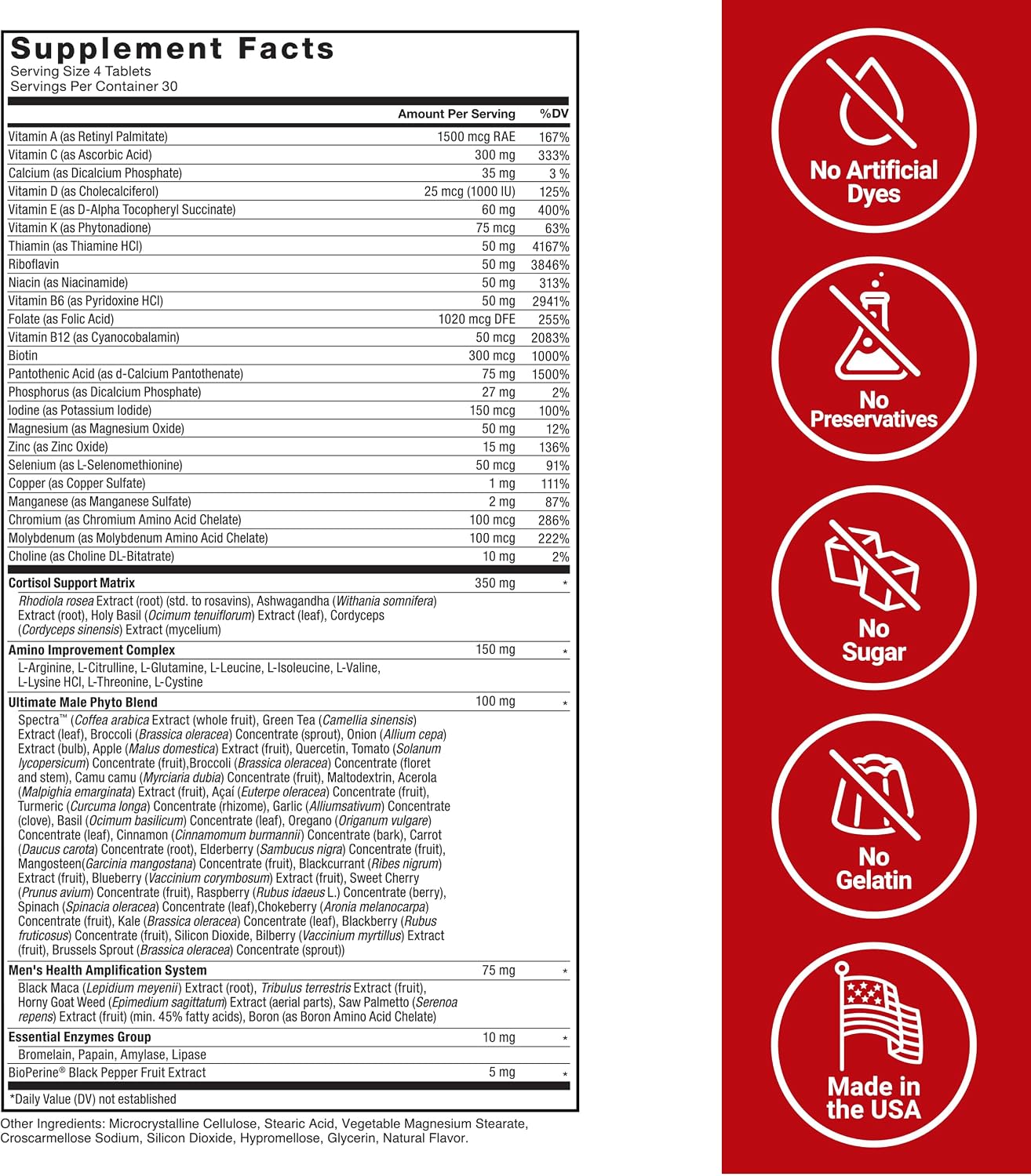 Force Factor Test X180 Multivitamínico para Hombres, 120 Comprimidos