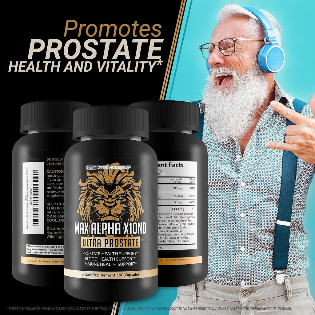 Max Alpha X10ND Ultra Prostate - Apoyo Prostático para Hombres con Vitamina D, Ginseng, Té Verde y Zinc