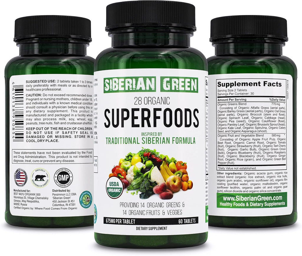 Siberian Green 28 Superfoods Orgánicos - 60 Comprimidos