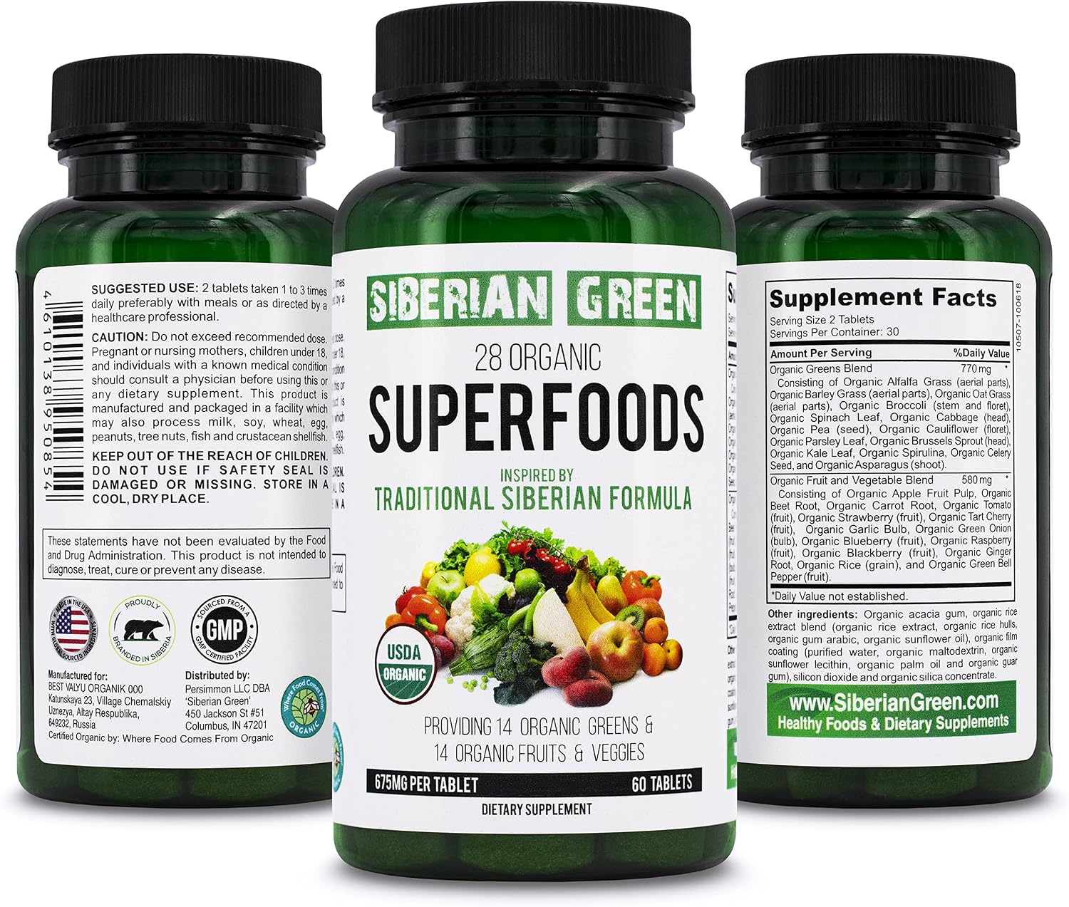 Siberian Green 28 Superfoods Orgánicos - 60 Comprimidos