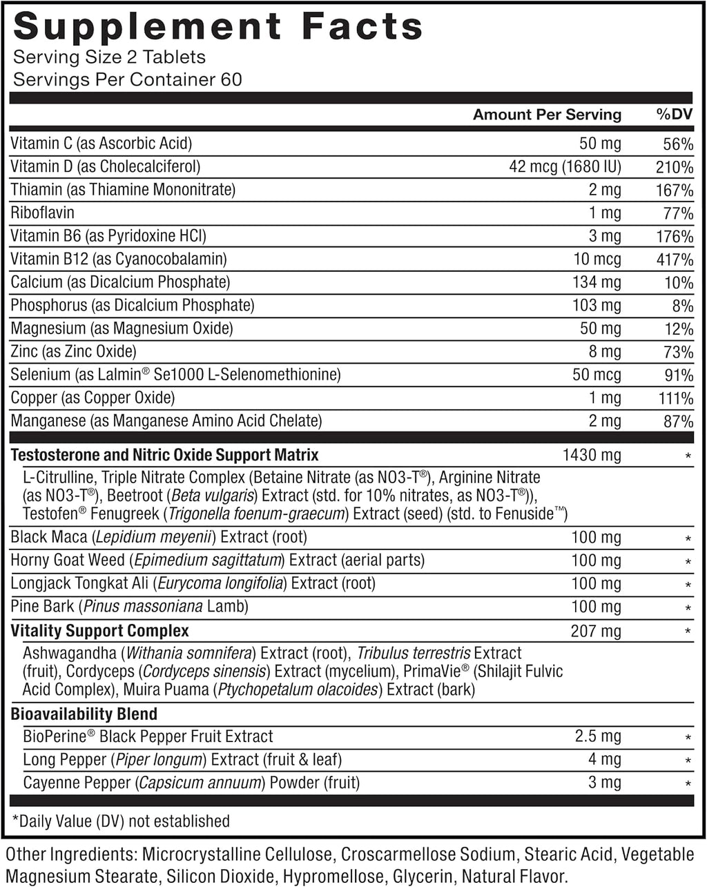 Force Factor Test X180 Alpha v2 – Suplemento de Apoyo Masculino, 120 Comprimidos