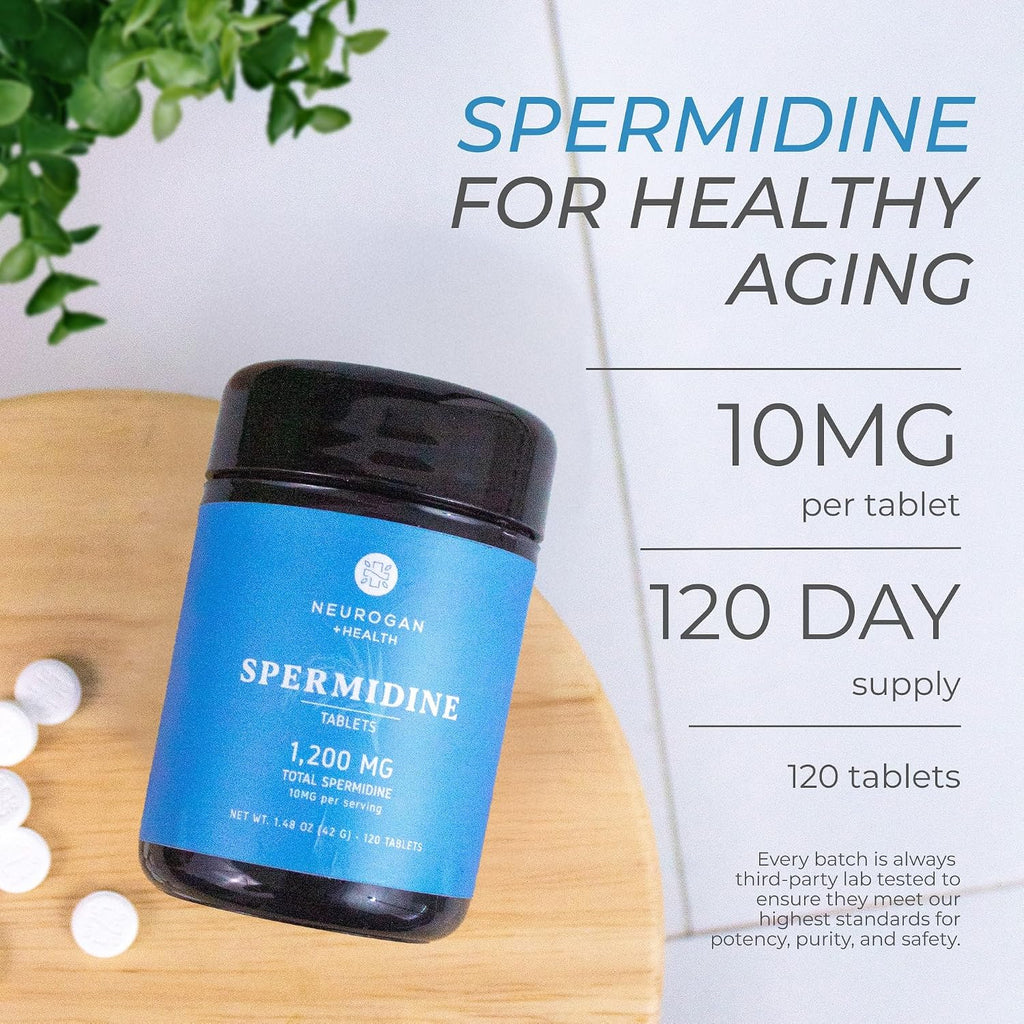 Neurogan Spermidine Supplement - 1200mg - 99% Pureza - 10mg por Porción - 120 Cápsulas