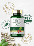 Carlyle Cápsulas de Hoja de Frambuesa Roja - 120 Cápsulas, Extracto Herbal Tradicional, Fórmula No-GMO y Sin Gluten
