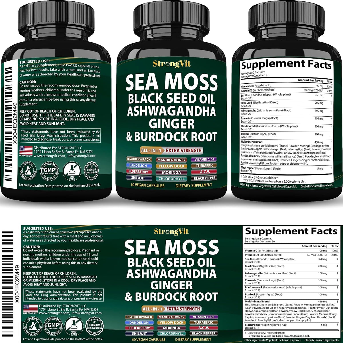 StrongVit Cápsulas de Sea Moss Orgánico con – Aceite de Semilla Negra (Black Seed Oil): Conocido por sus – Image 9