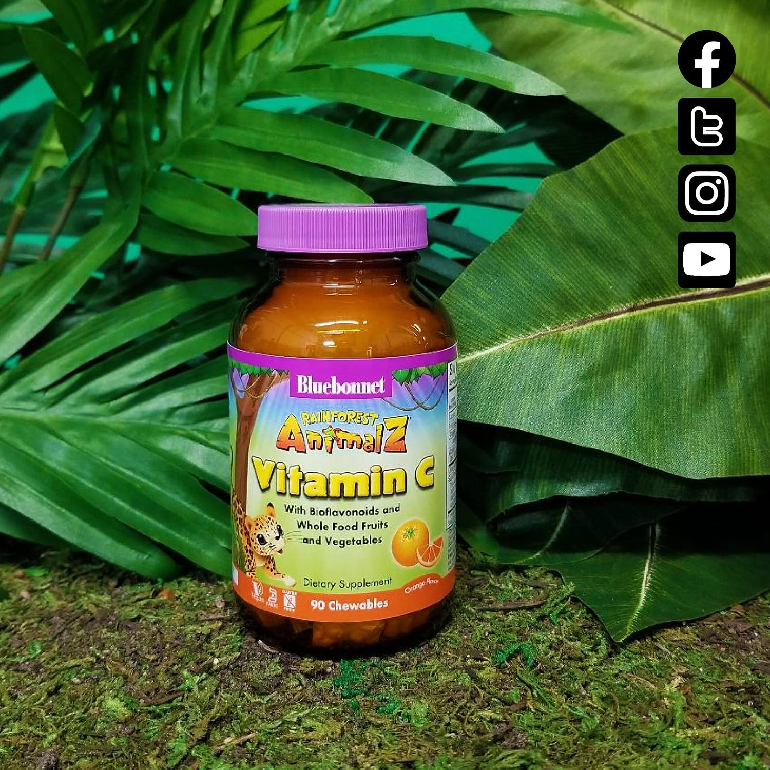 Bluebonnet Nutrition Rainforest Animalz Vitamina C, 90 comprimidos masticables