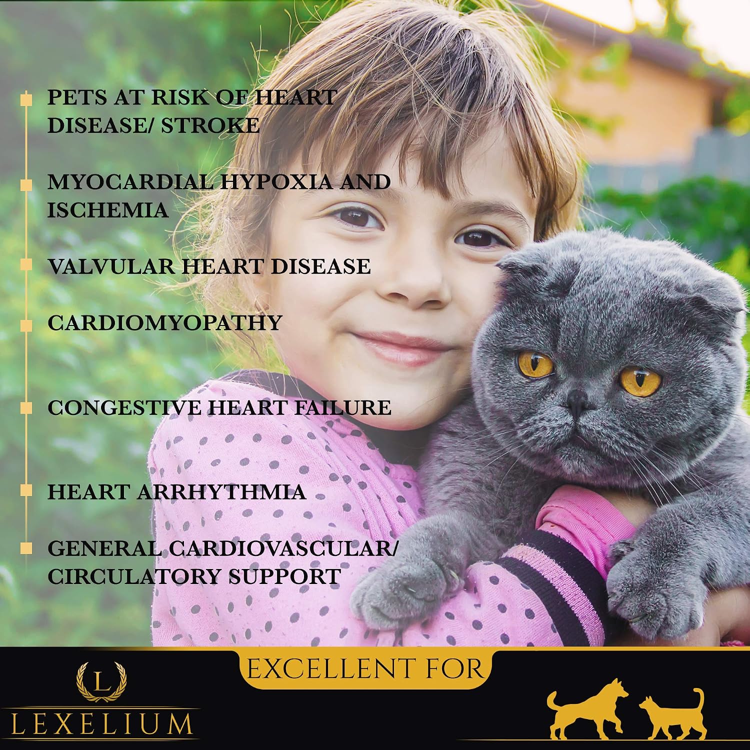 Lexelium Suplemento Cardíaco para Perros y Gatos - Apoyo Cardiovascular con Taurina - Polvo Fácil de Mezclar - 200g