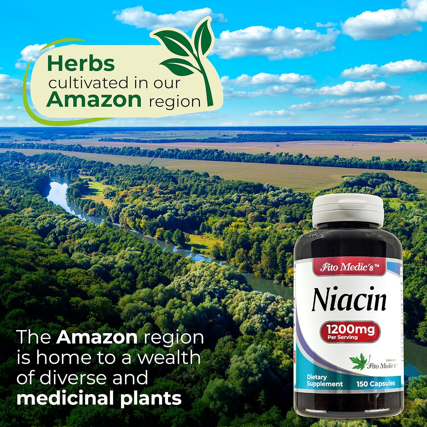FITO MEDIC'S Lab Suplemento de Niacina, Vitamina B3, 150 Cápsulas