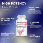 Research Verified Nattokinase 4000 FU - Apoyo Circulatorio - Con BioPerine, Sin Vitamina K2 - 60 Cápsulas - Pack de 6