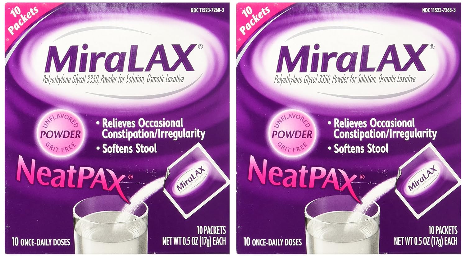 MiraLAX Sobres Monodosis, 20 sobres (2 paquetes de 10), 14 g cada sobre