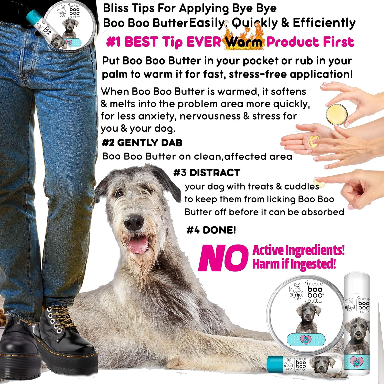 The Blissful Dog Irish Wolfhound Boo Boo Butter - Bálsamo tópico calmante, 28 g (1 oz)