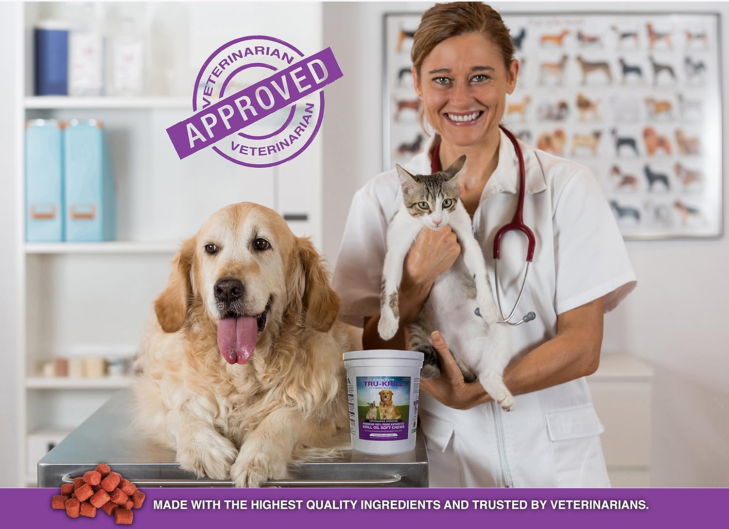 Premium Antarctic Krill Oil Chews for Dogs | Omega 3, Astaxanthin & Vitamin E | 60 Count
