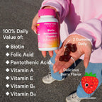 Pink Stork Biotin Multivitamin for Teens, 60 Gominolas de Frutos Rojos