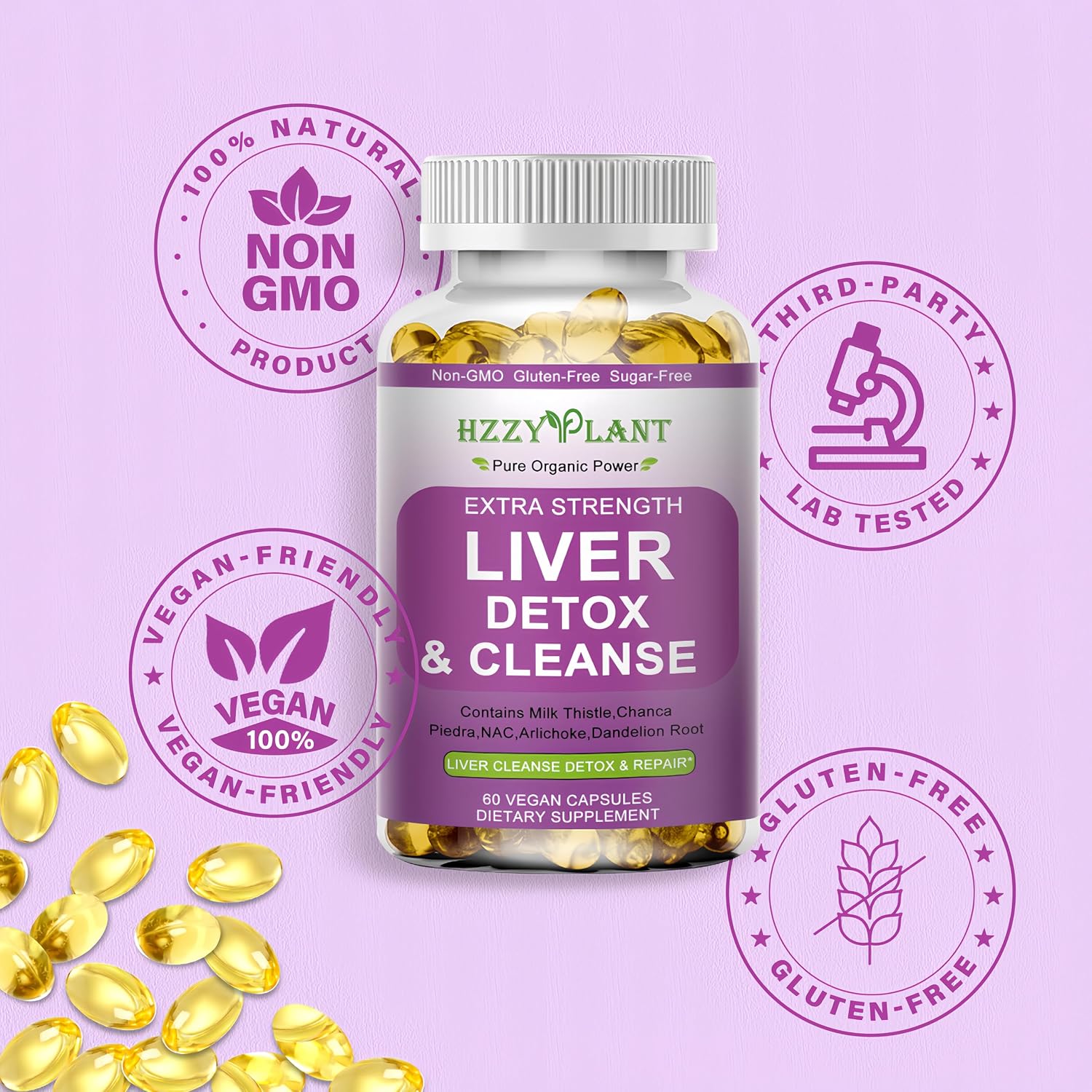 Liver Cleanse Detox & Repair Softgel Cápsulas - 15 en 1 para el Hígado