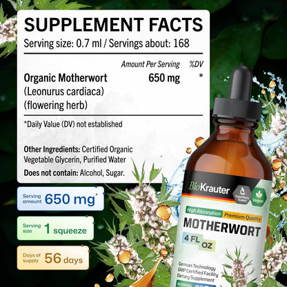 BIO KRAUTER® Suplemento para Perimenopausia y Menopausia - Tintura Vegana de Agripalma 118 ml (4 oz) - 56 días - Sin Alcohol – Image 4