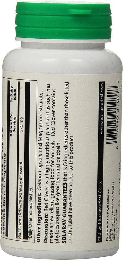 Solaray Red Clover 375 mg - Trébol Rojo - Apoyo Tradicional para la Salud Femenina - 100 Cápsulas Veganas – Image 3
