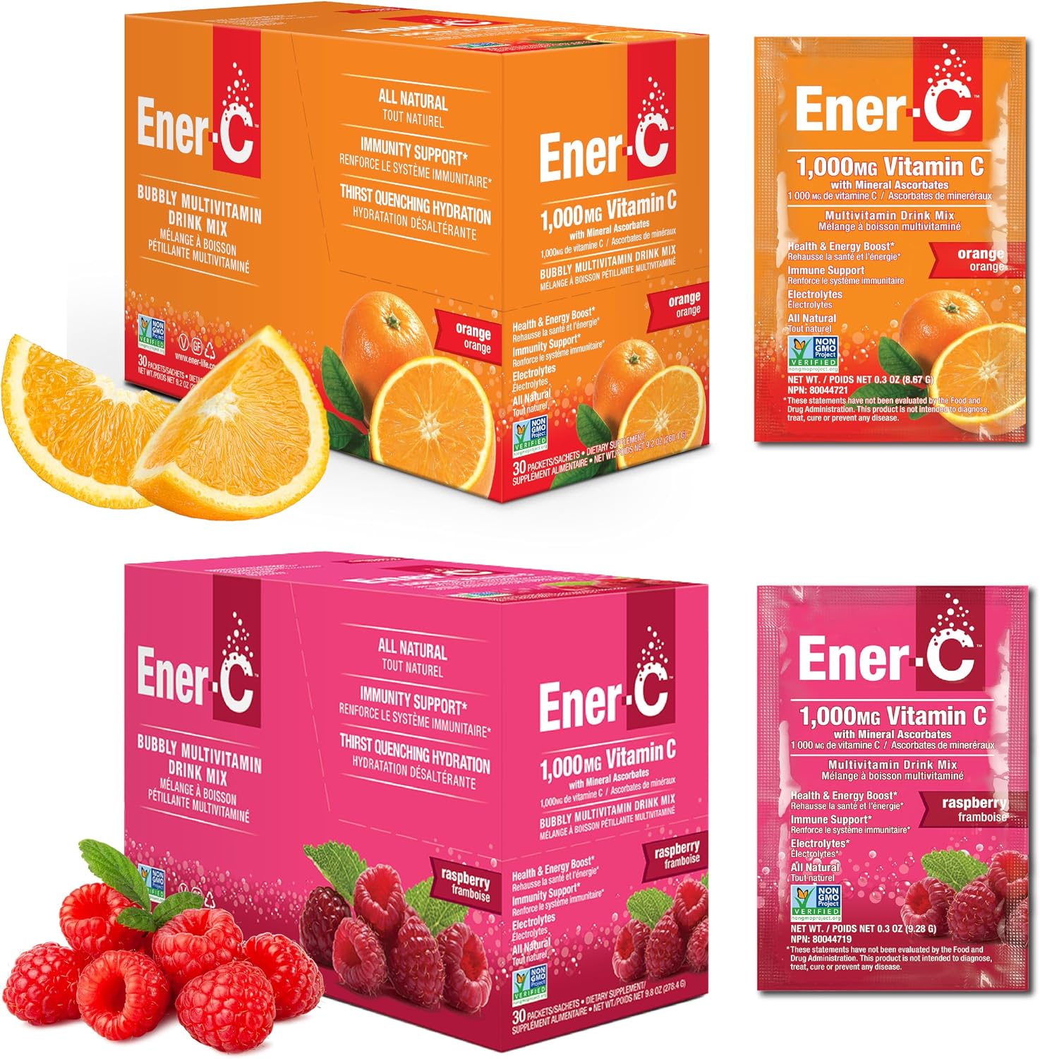 Ener-C Multivitamin Drink Mix - Orange & Raspberry, 60 Packets