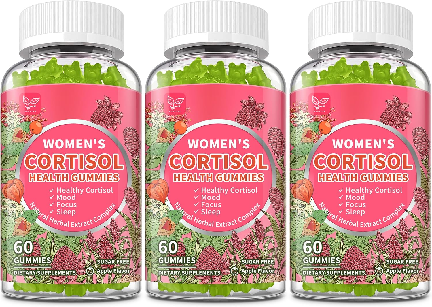 Hudetex Cortisol Supplements for Women Liquid Drops - With Ashwagandha, L-theanine, Phosphatidylserine, Rhodiola Rosea, Plus Black Pepper, Vegan, Natural Flavor, 2 Fl Oz (60 ml)