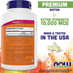 NOW Foods Extra Strength Biotina 10.000mcg - 200 Cápsulas Veganas (Pack de 2)