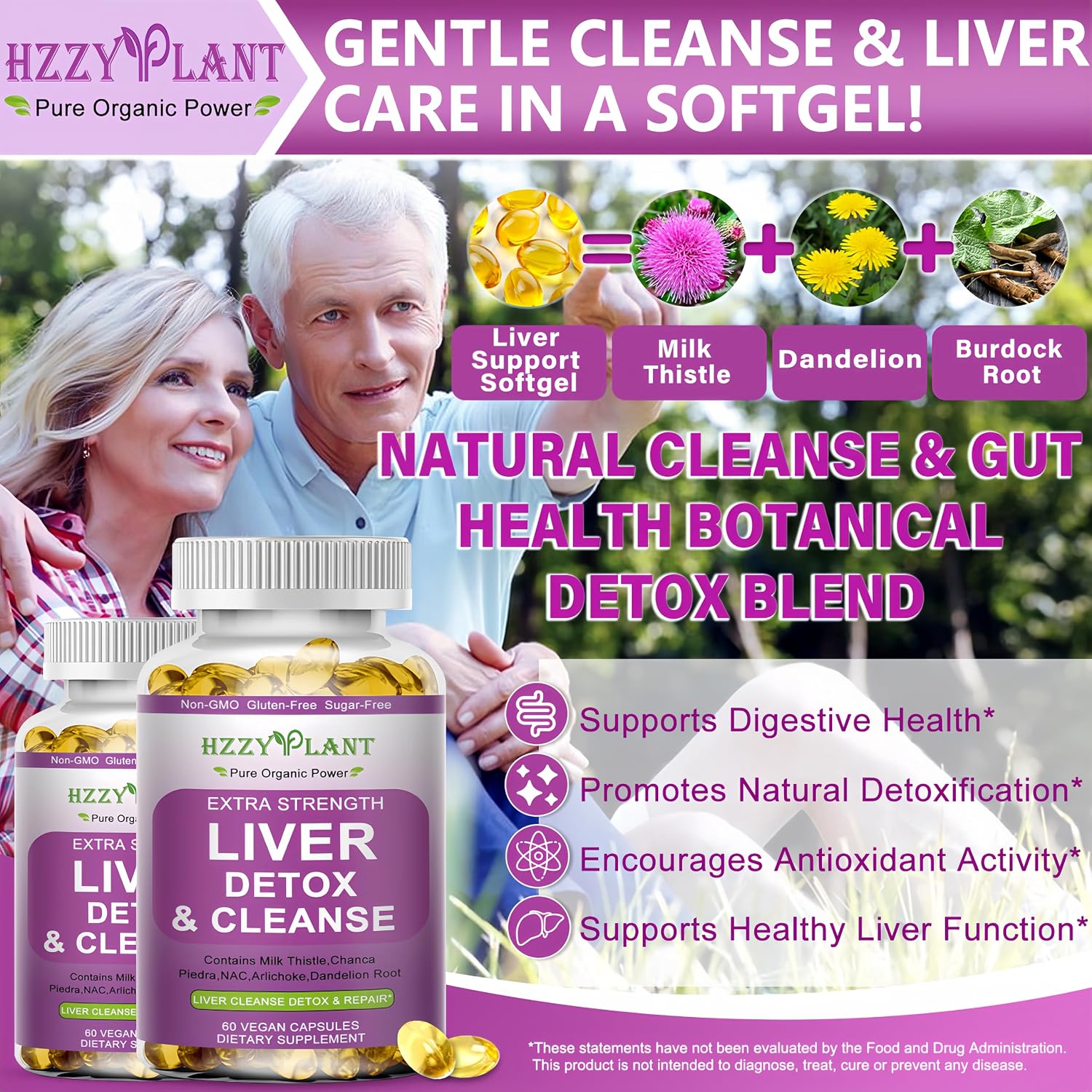 Liver Cleanse Detox & Repair Softgel Cápsulas - 15 en 1 para el Hígado