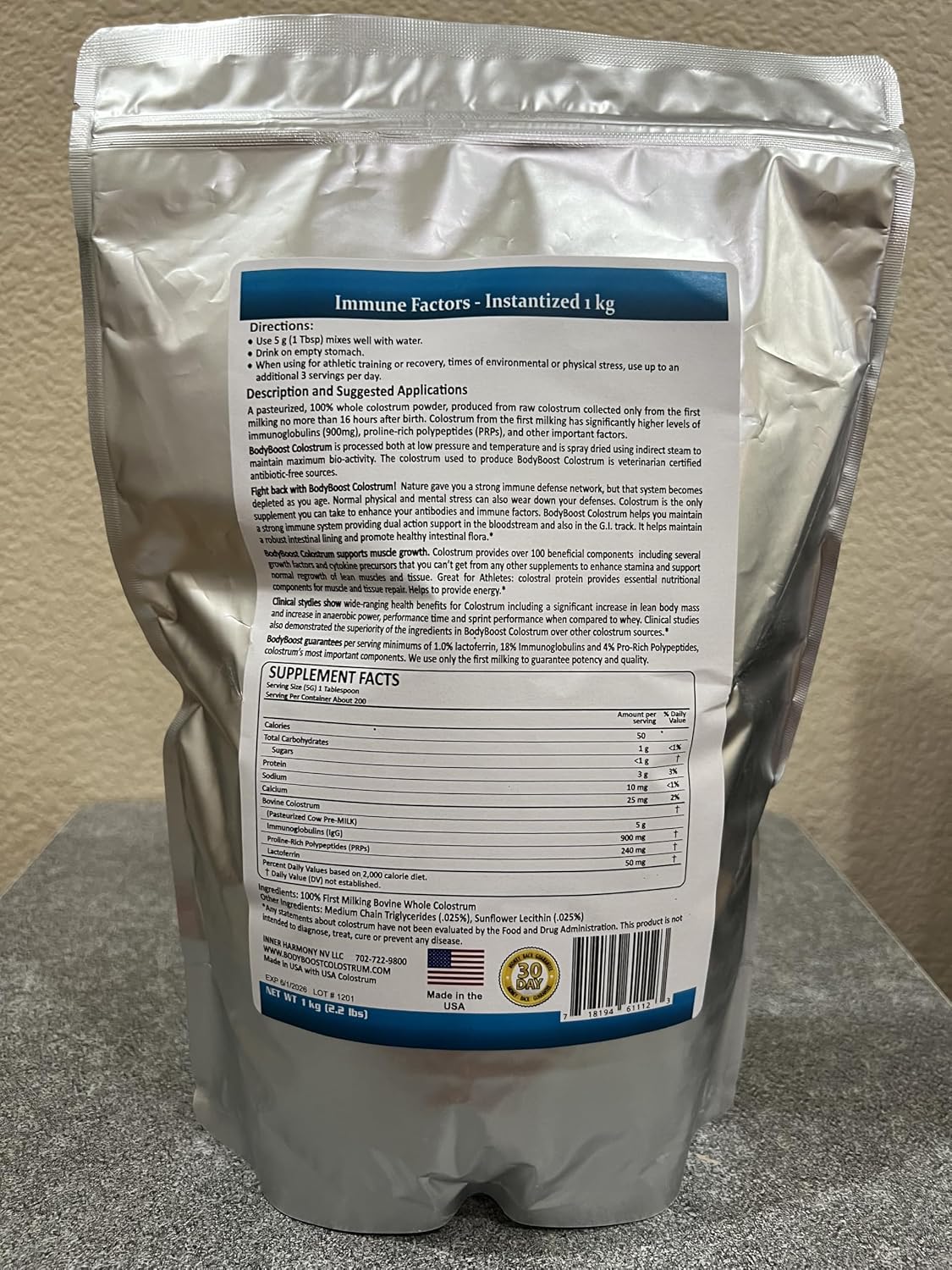 BodyBoost Colostrum Instantizado 99.5% Bovino - 1kg