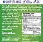 XPRS Nutra Vitamina D3 en Polvo (Colecalciferol) - Sin Sabor - 227 g