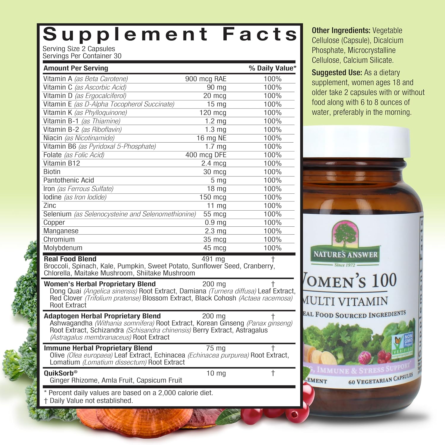 Nature's Answer Women's 100, Multivitamínico para Mujeres, 60 Cápsulas Vegetales