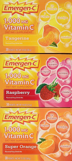Emergen-C Vitamin C 1000mg, 90 Sachets, 3-Flavor Variety Pack