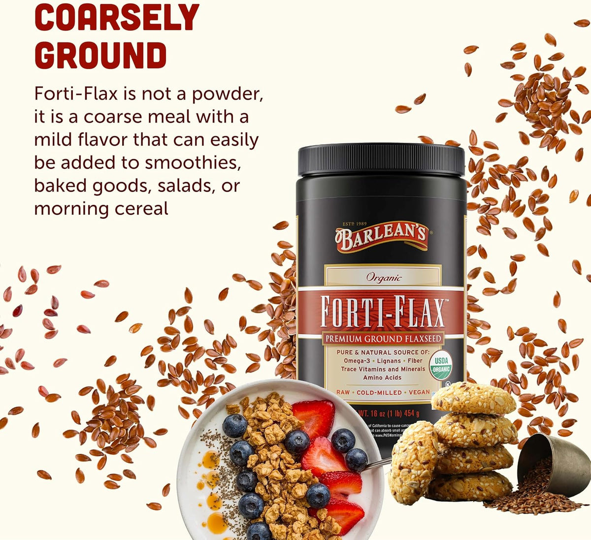 Barlean's Forti-Flax Linaza Ecológica Molida – Proteína: 3 g – Image 4
