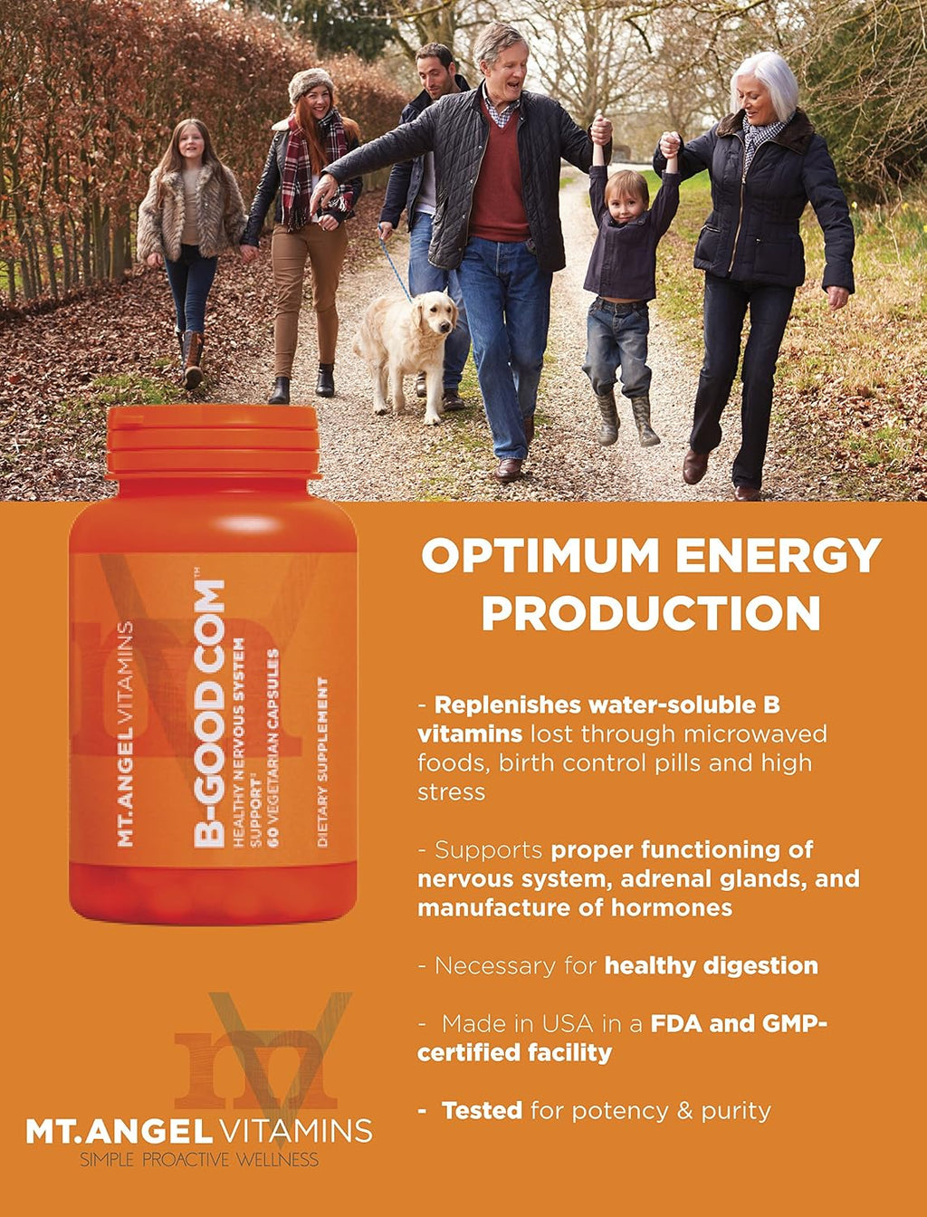 Mt. Angel Vitamins - B-Good Com (Vitamina B Complex) - 60 Cápsulas Vegetarianas