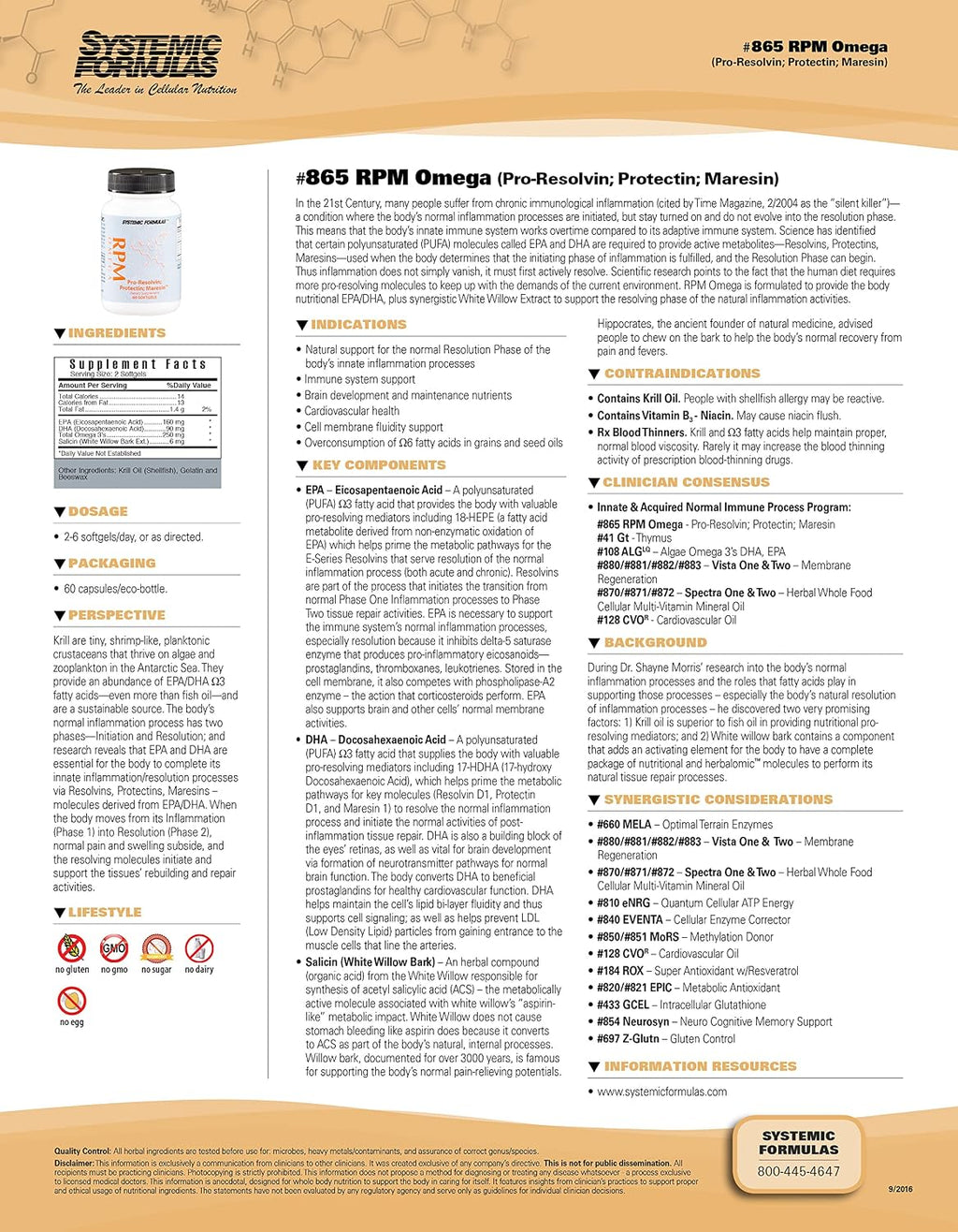 Systemic Formulas RPM Pre-Resolvin; Protectin; Maresin - 60 Cápsulas