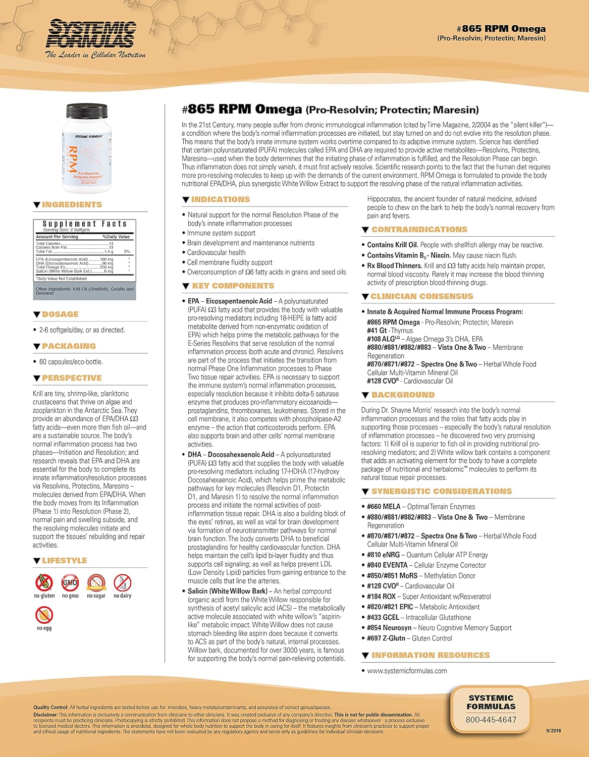 Systemic Formulas RPM Pre-Resolvin; Protectin; Maresin - 60 Cápsulas