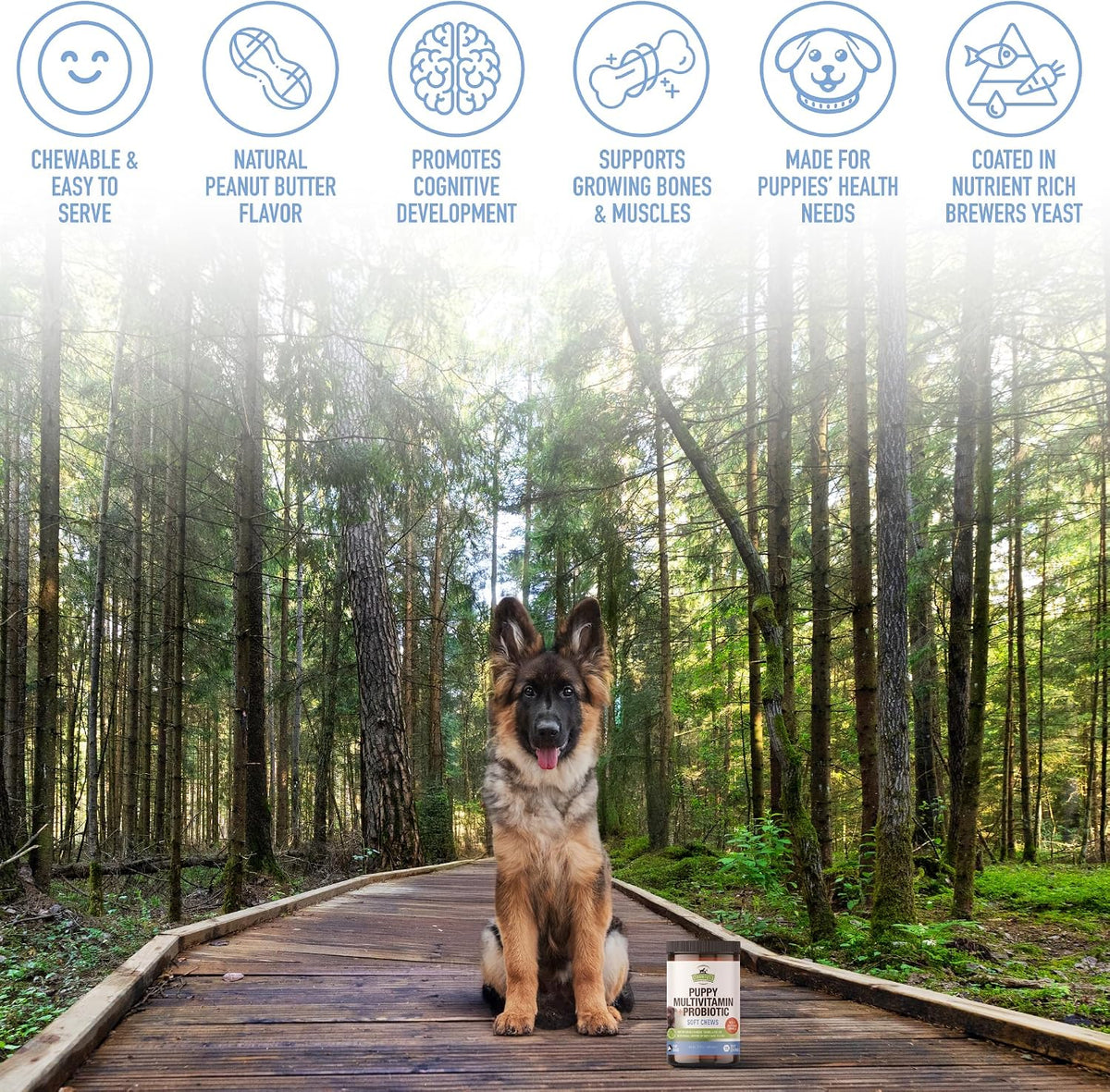 Strawfield Pets Multivitamínico + Probióticos para Cachorros - 120 Comprimidos Blandos Sabor Mantequilla de Cacahuete – Image 9