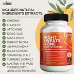 Night Sweats Gone - Alivio para la menopausia con probióticos, 90 cápsulas