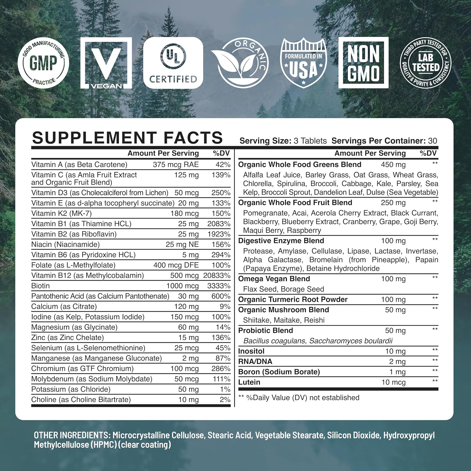 Abundant Earth Multivitamínico Completo con Probióticos y Enzimas, 180 Cápsulas