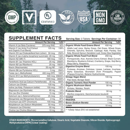 Abundant Earth Multivitamínico Completo con Probióticos y Enzimas, 180 Cápsulas