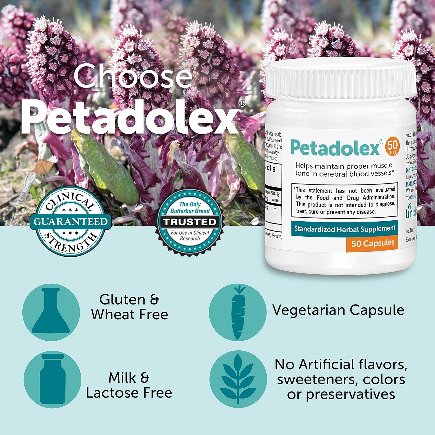 Petadolex 50 mg - Extracto de Raíz de Petasita PA-Free Patented (3 Envases)