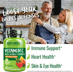 NATURELO Vitamina C con Extracto Orgánico de Acerola y Bioflavonoides Cítricos - Suplemento Vegano - 500 mg por Cápsula - 180 Cápsulas (Paquete de 2)