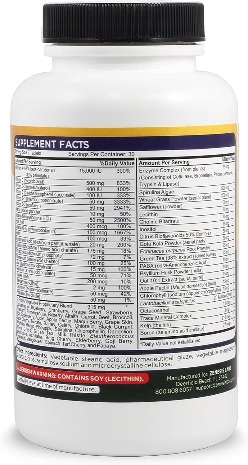 Essentials Natural Multivitamin - with Minerals, Enzymes, and Probiotics - 90 Tablets