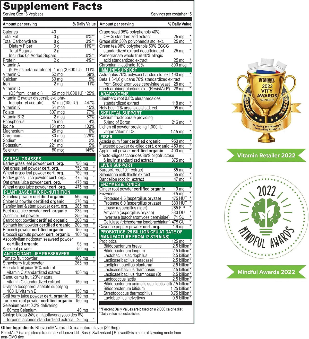 Vibrant Health Green Vibrance, Superalimento Vegano en Comprimidos, 240 Comprimidos – Image 2