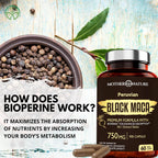 MNO Black Maca Root 50:1 750mg – Maca Negra Peruana Orgánica, 60 Cápsulas Veganas