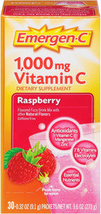 Emergen-C Frambuesa 1000 mg - Vitamina C Efervescente, Pack de 3 x 30 Sobres